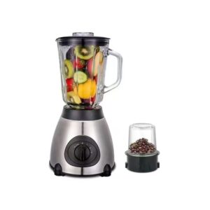 ChilTok 2-in-1 5-Speed Stainless Steel Electric Blender with 1.5L Glass Jar & Mini Grinder Cup